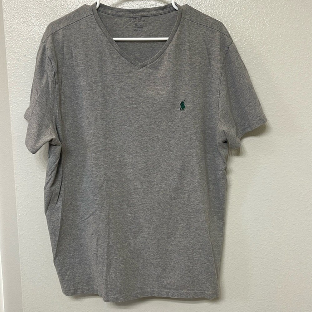 Polo Ralph Lauren V-Neck Heather Grey Classic Fit Mens T-Shirt Size XL